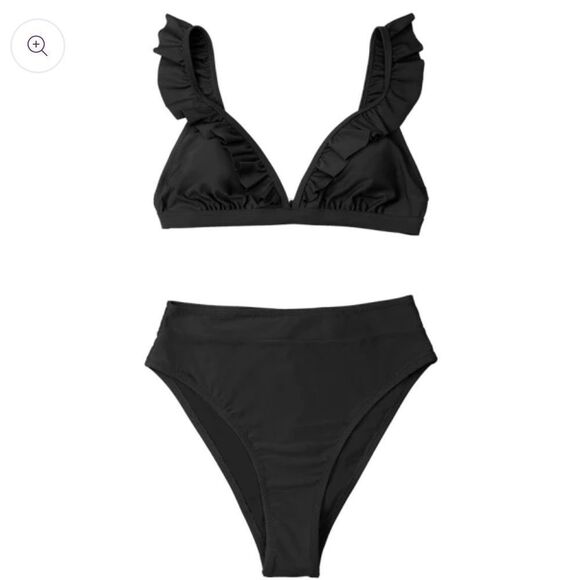 Cupshe Black High Waisted Bottoms Sz Large NWT - Picture 3 of 8